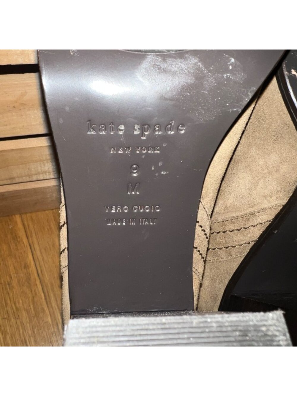 Kate Spade New York Size 9 Tobacco Brown Baise Suede Pull On Heeled Ankle Boots - Picture 15 of 16
